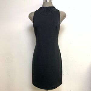 New! Calvin Klein Elegant Black Embellished Front Detail Shift Dress